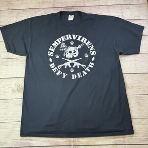 Sempervirens Defy Death Skull Graphic Tee Black XL‎